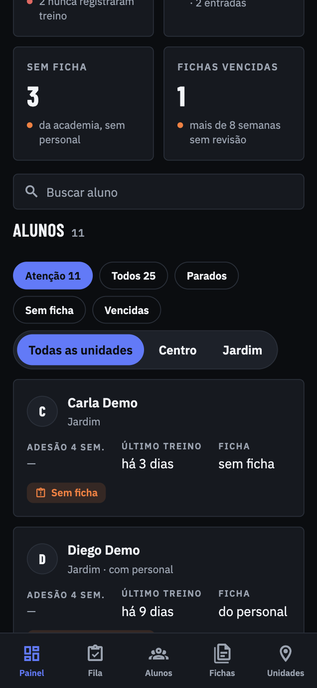 No celular do instrutor