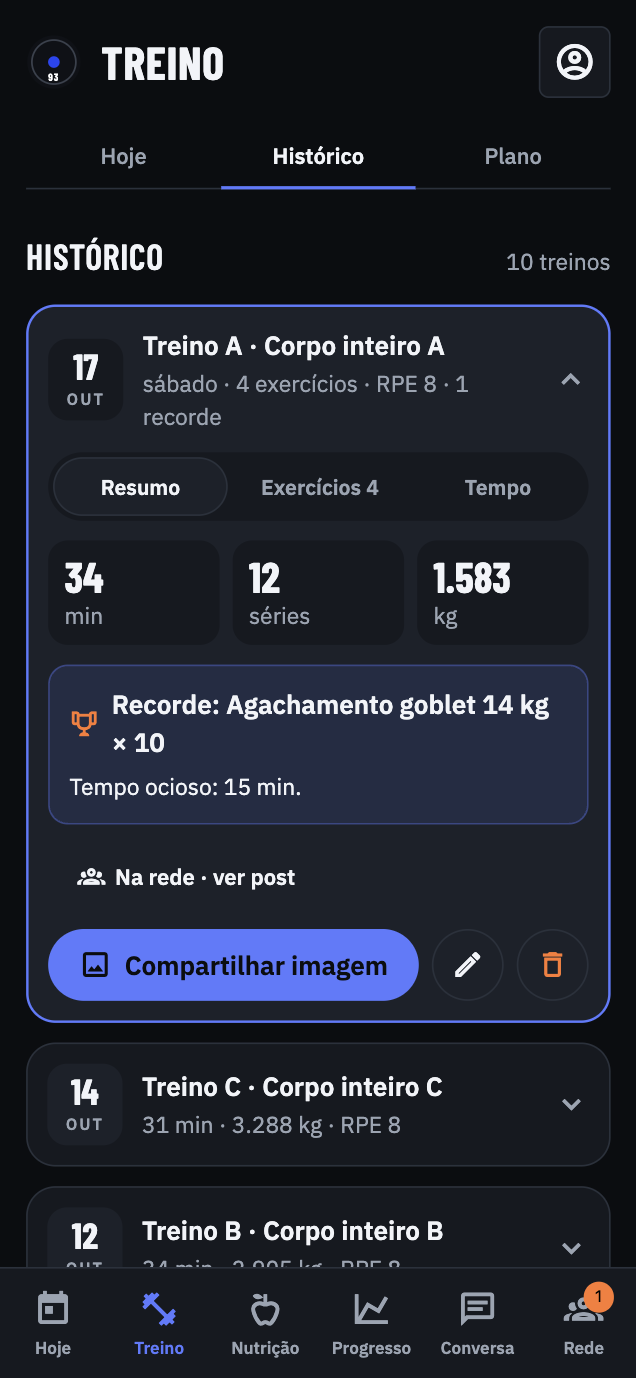 Histórico do treino