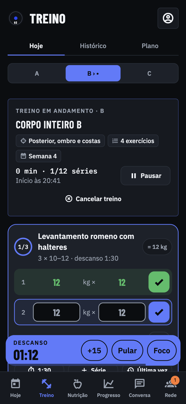 Treino do dia