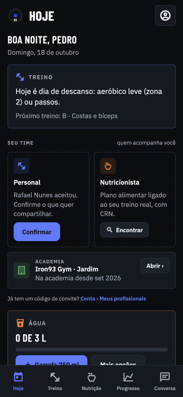 Começa na tela Hoje