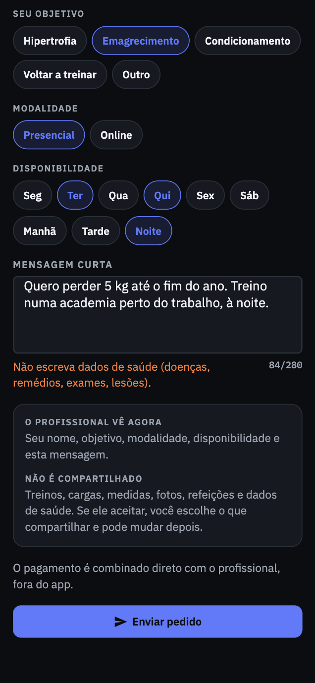 Pedido sem dados de saúde