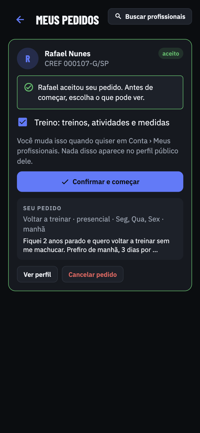 O aluno escolhe o que compartilhar
