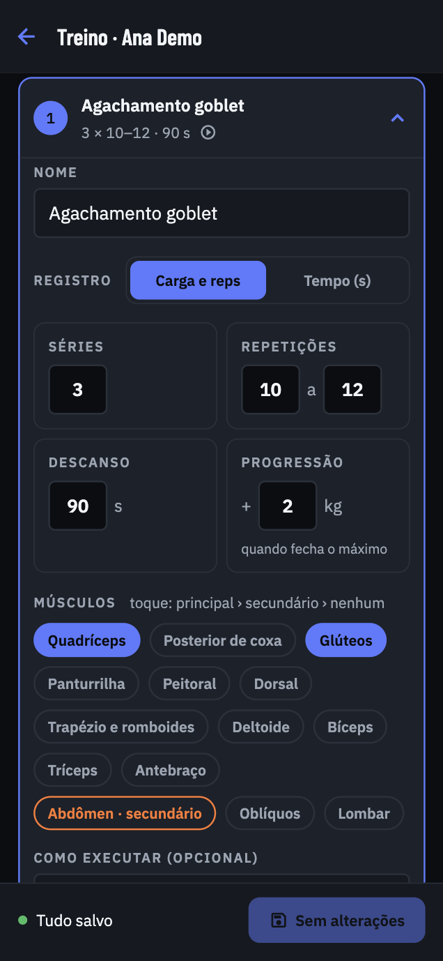 Editor de treino