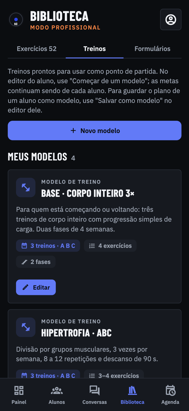 Modelos de treino
