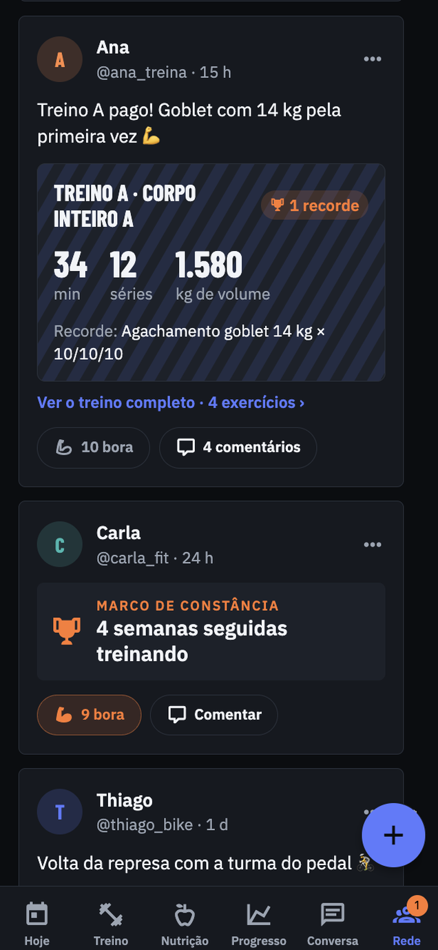 O treino vira post